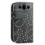 Wholesale Galaxy S3 /i9300 Diamond Flip Leather Wallet Case with Stand (Black)